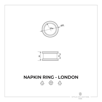 London svart/svart servettring set med 4 servetter