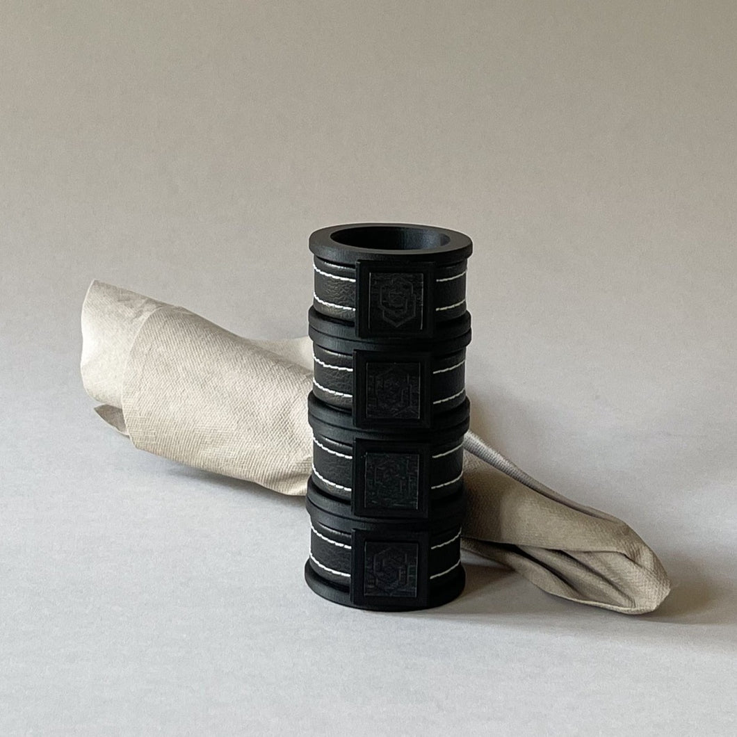 London svart/svart servettring set med 4 servetter